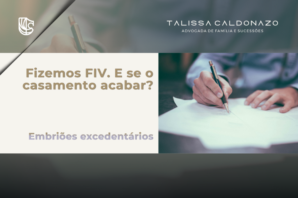 Arte do artigo sobre embriões congelados e divórcio, com o rótulo embriões excedentários, da advogada Talissa Caldonazo em Campinas